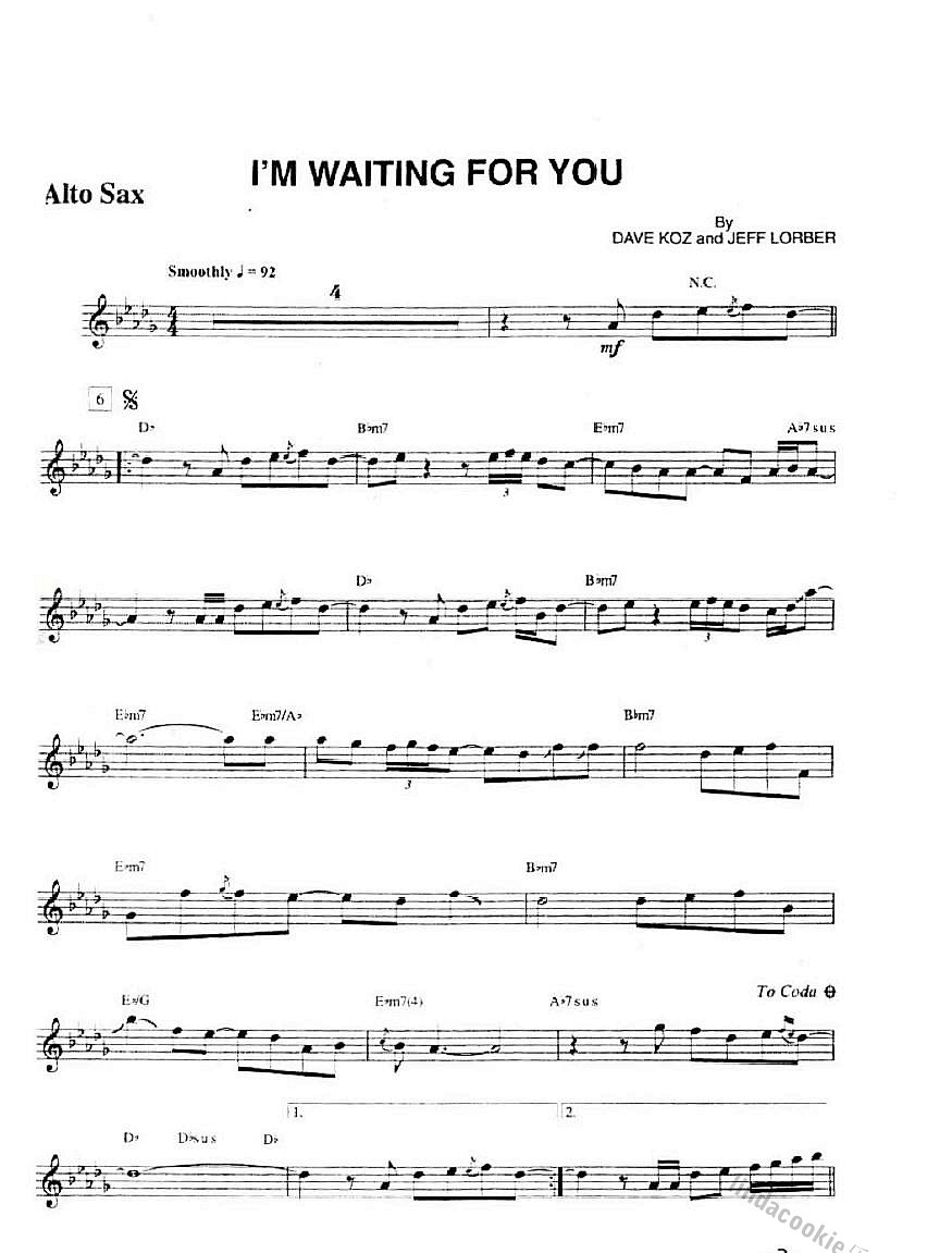 戴夫考兹I'm Waiting For You曲谱+伴奏=示范